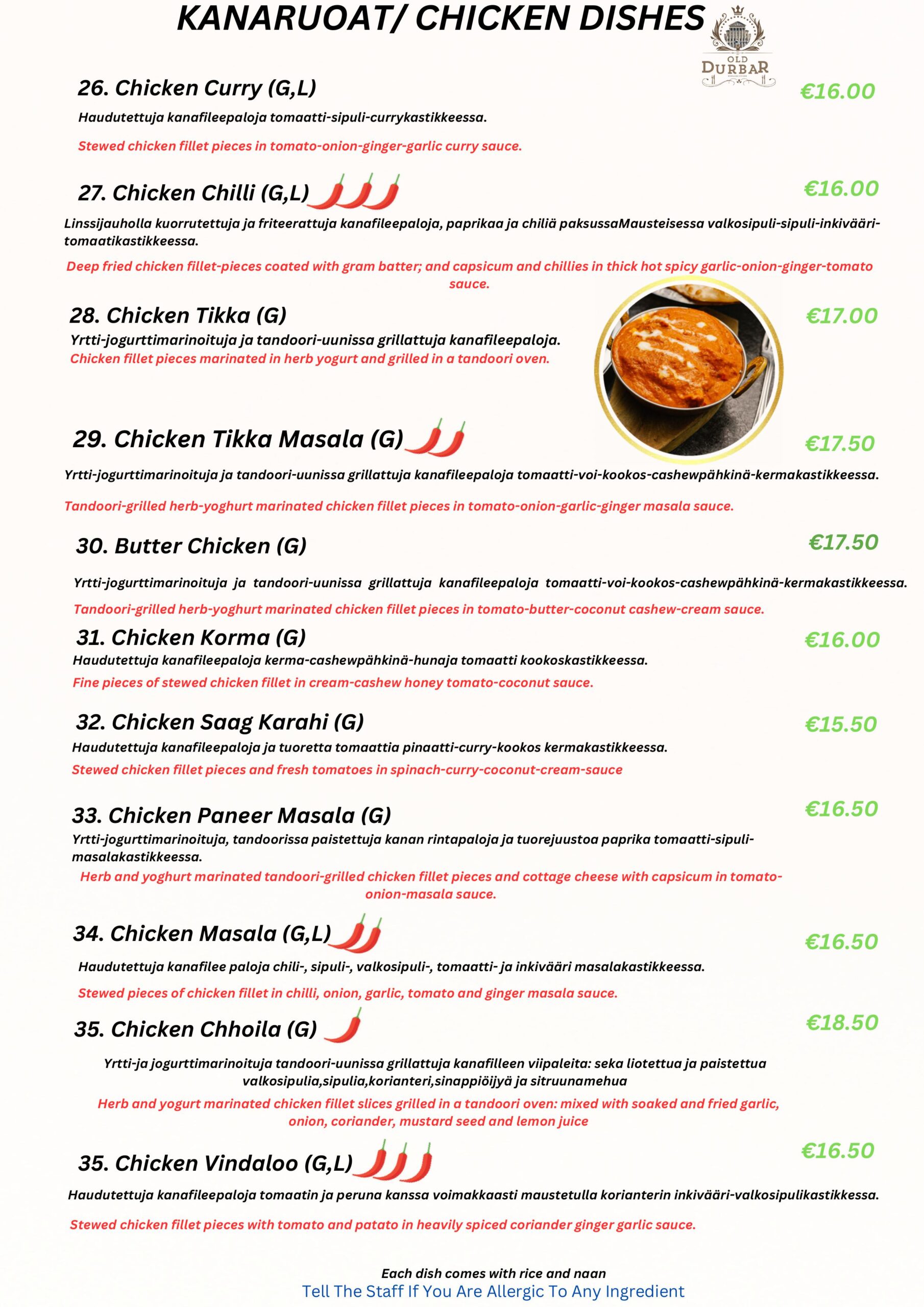 KANARUOAT/ CHICKEN DISHES