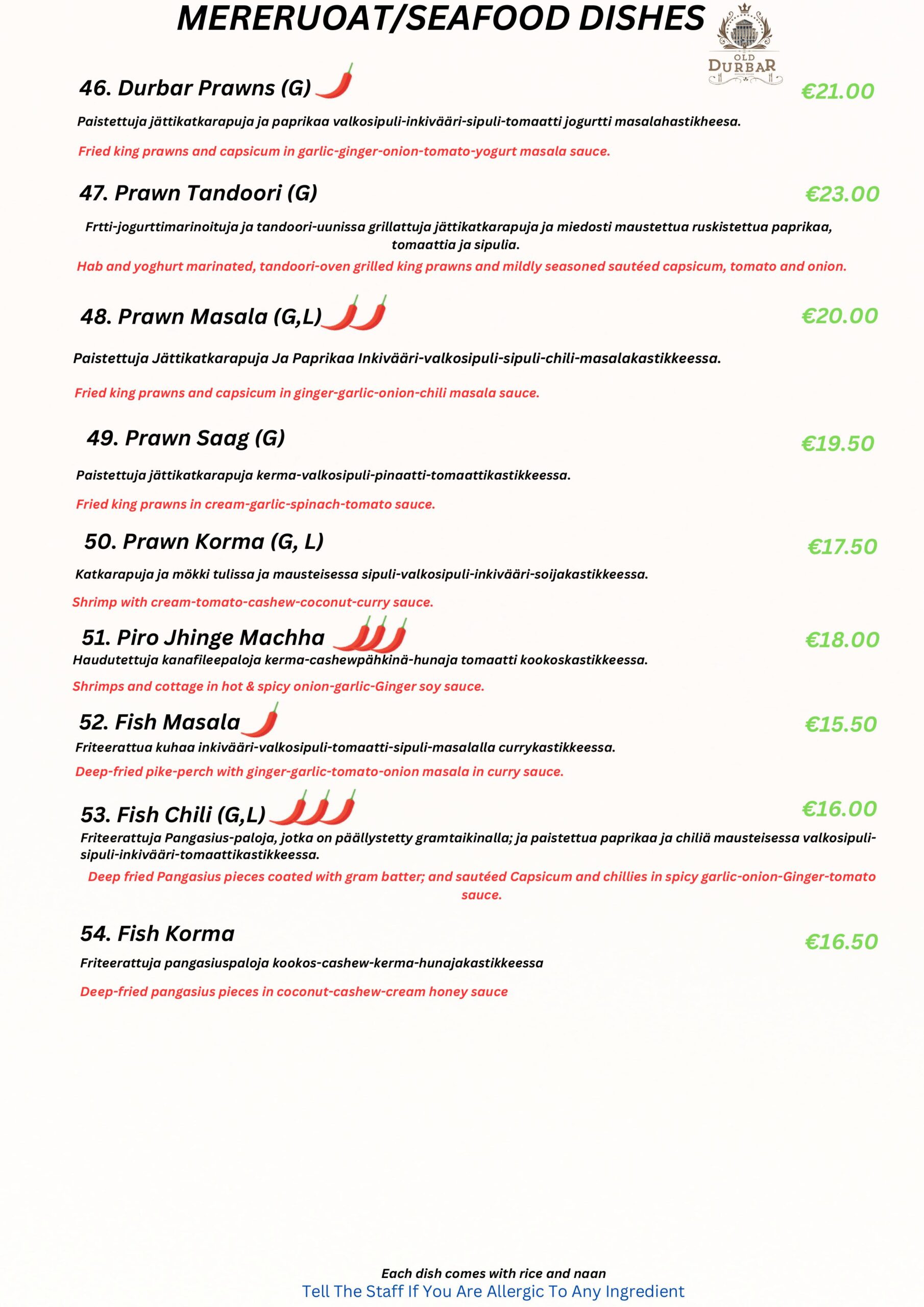 MERERUOAT/SEAFOOD DISHES